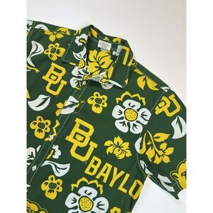 Wes And Willy Baylor Bears Hawaiian Floral Shirt Green Yellow Size Large